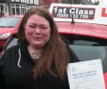Cherrelle with Driving test pass certificate